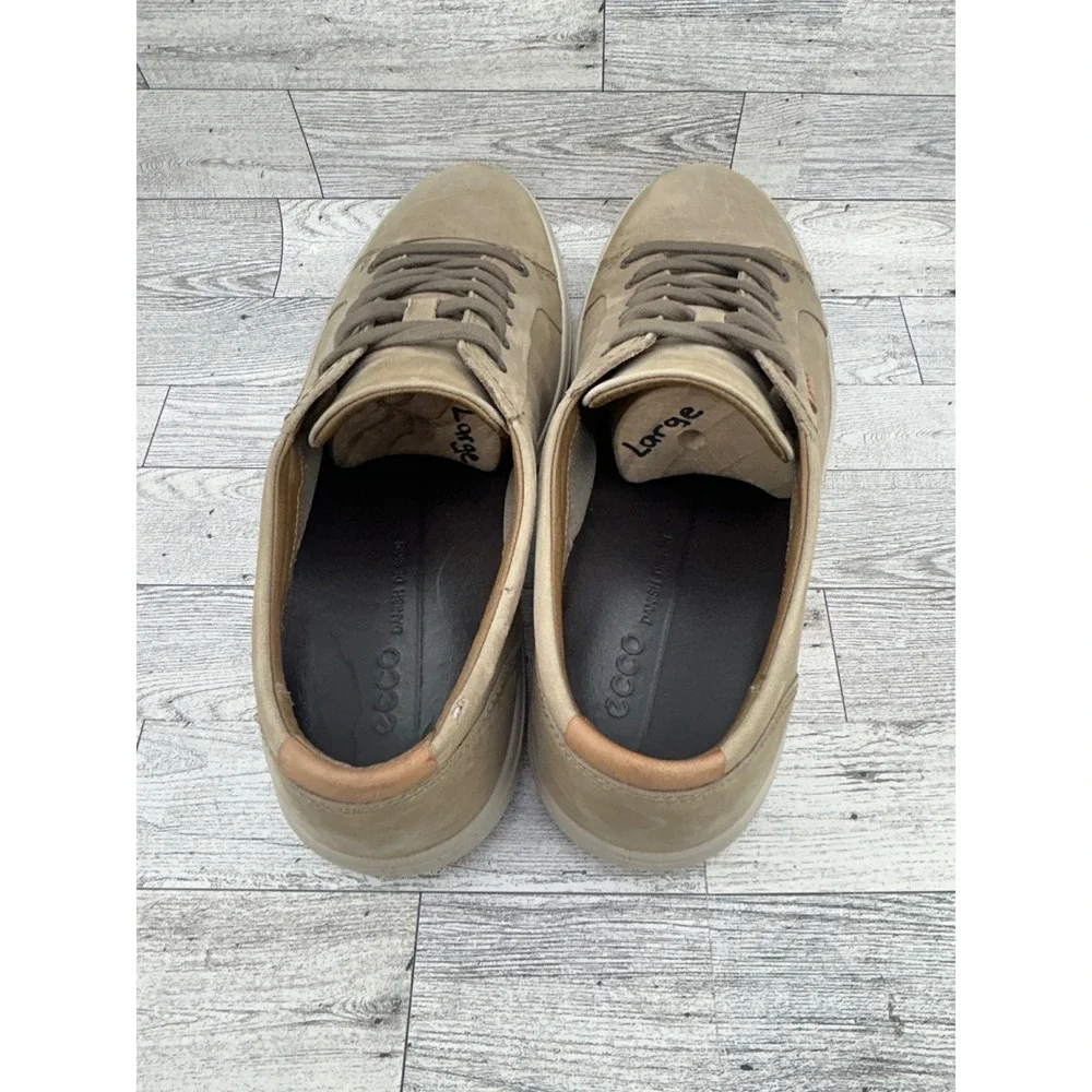 ECCO Men's Casual Sneakers Taupe Leather Lace Up Comfort Size 11 EU‎ 45